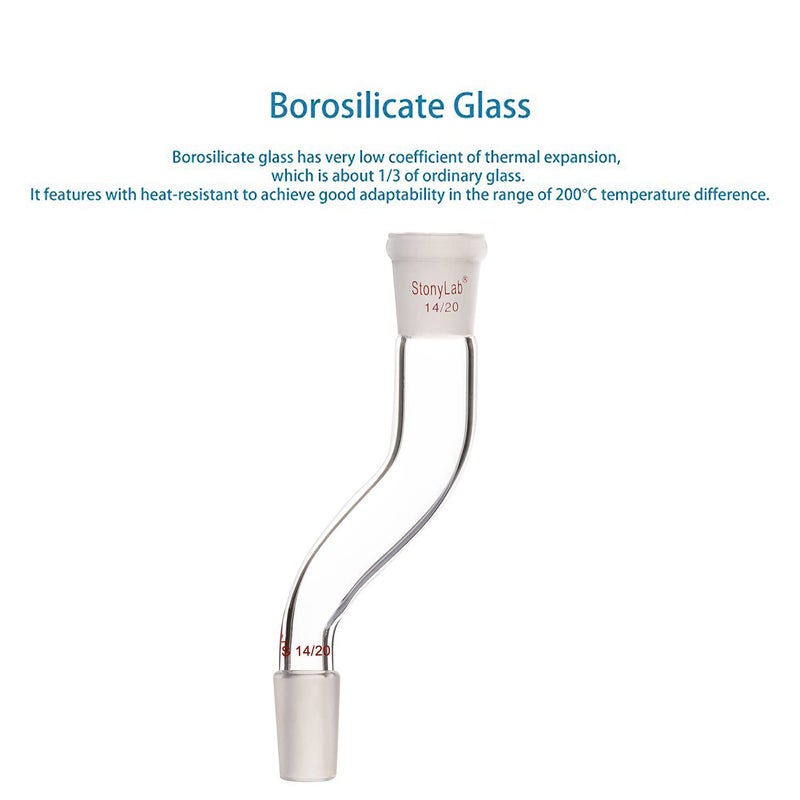 stonylab Glass Offset Laboratory Adapter, Borosilicate Glass Offset Adapter with Standard 14/20 Joints for Laboratory Lab Supply - Image 4